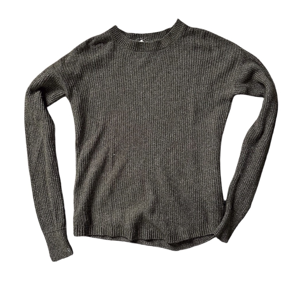 Women’s Dark Green Knit Sweater With Side Details, Size XS